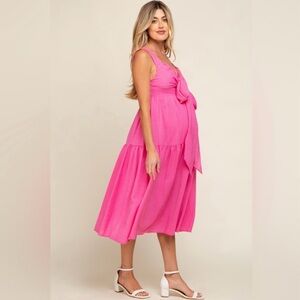PinkBlush Fuchsia Wrap Front Accent Midi Dress